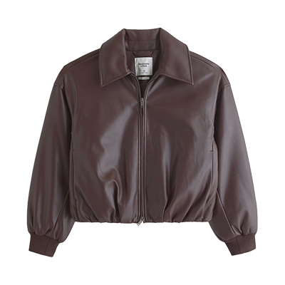 Vegan Leather Bubble Hem Coat